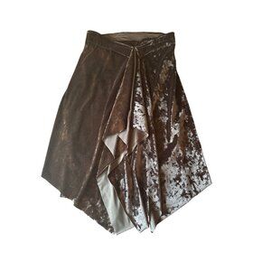 Black Velvet Asymmetrical High-Low Skirt With Draped Overlay Women’s M